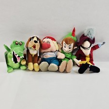 Disney Store Bean Bag Plush Peter Pan Lot Of 5 Captain Hook Smee Alligator New