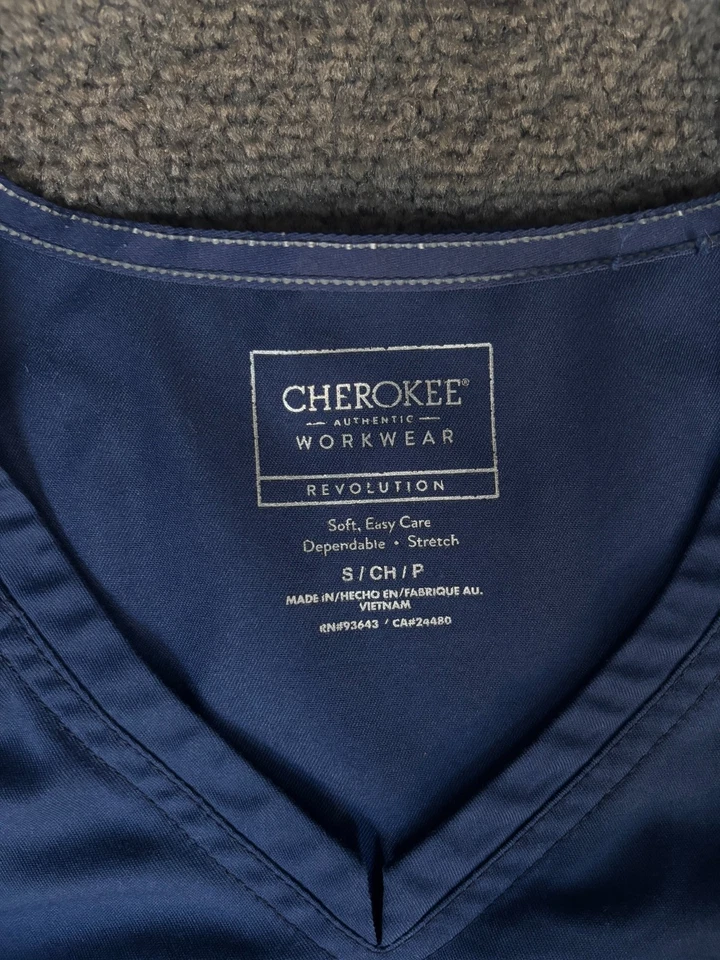 Pullover Médico Cherokee Revolution Mujer S Azul Marino Poliéster Cuello en V Manga Corta Foto 3 de 4