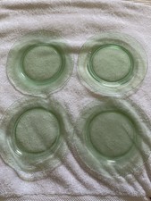 Vintage Set of 4 Green Depression Glass Salad...