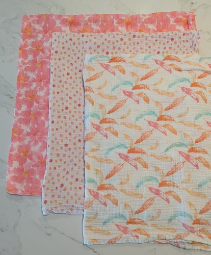 3 Stück Aden & Anais Standard Kleinkind Baumwolle Swaddle Decken Koralle, Gelb, Weiß - Bild 1 von 14