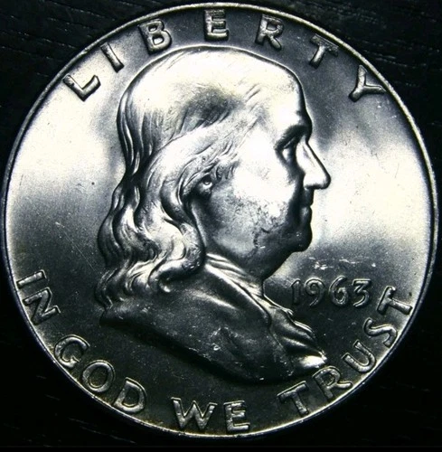 1963 D Franklin Half Dollar Coin BU (Denver Mint) 90% Silver GEM