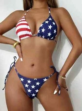 USA Flag Print 2 Piece Bikini Set