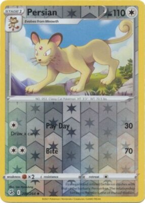 LP Pokemon Persian - 200/264 - Uncommon - Reverse Holo Lightly Played Fusion Str