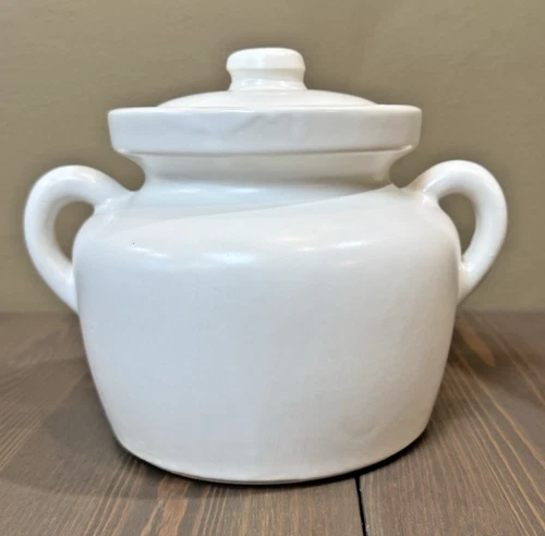 Bean Pot / Cookie Jar With Lid White McCoy Pottery 341 Vintage