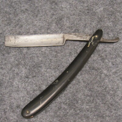 Imperial Razor Warranted 6-3/8'' Straight Razor Black Celluloid Handles Antique