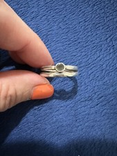 Vtg Sterling Silver 925 Double Band Labradorite Ring, Size 8.25