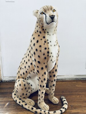 Hansa Toy Company Plush Lifelike Sitting Cheetah 38  Tall 1999