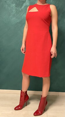700$ NWT Versace Collection Dress Size IT48 Fire Red Sleeveless Fantastic Design