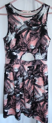 SO RAD BY ATV WOMENS L SHORT DRESS, FRONT CUT OUT, FULL SKIRT PINK, BLACK, WHITE
