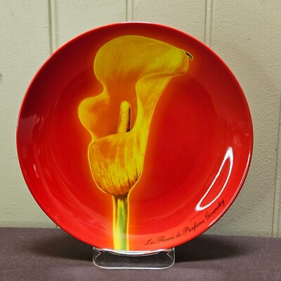 Givenchy Les Fleurs de Parfums Orange Calla Lily on Red Plate 8 3/8 Inches