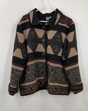 Vtg Grannycore Cottagecore Button Shacket Western Wool Blend Xl Ivy Casual Brown