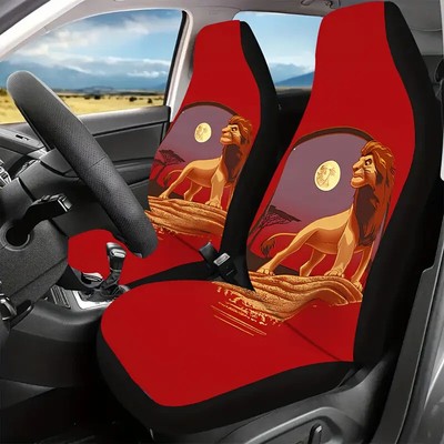 Retro Simba Hakuna Matata The Lion King Cartoon Red Theme Car Seat Covers