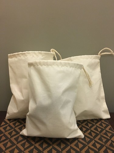 12"x20" Cotton Single Drawstring Muslin Bags (Natural Color) - 第 1/4 張圖片