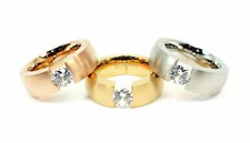 Edelstahlringe Damen Ring Spannring 8mm Rose gold Silber Zirkonia mordern matt