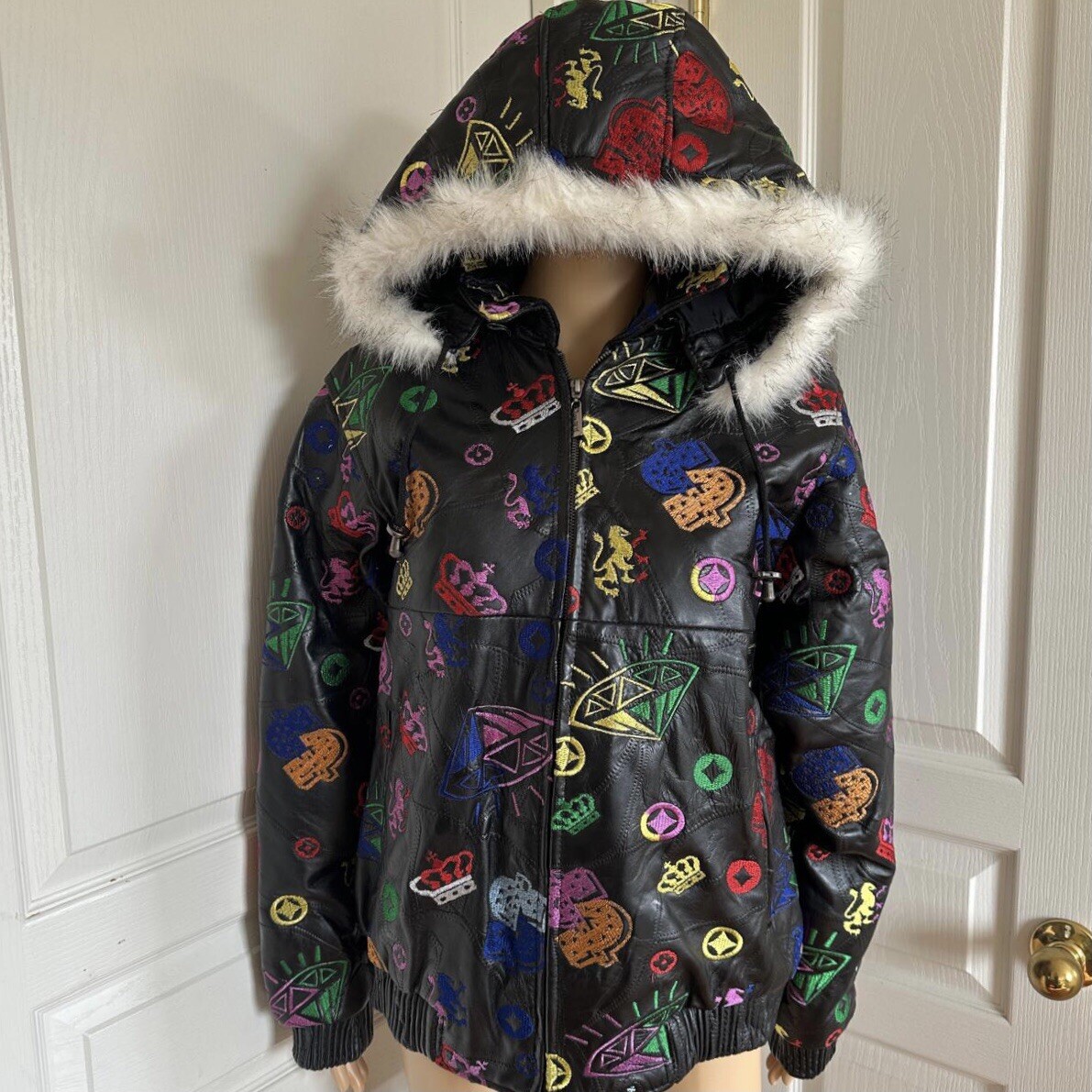 VTG 90s One of a Kind Genuine Leather Jacket Bomber Hip Hop VTG 90s One of a Kind Genuine Leather Jacket Bomber Hip Hop