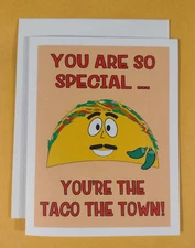 Taco The Town Greeting Card, 4.25" x 5.5", A2 Size, Blank Inside