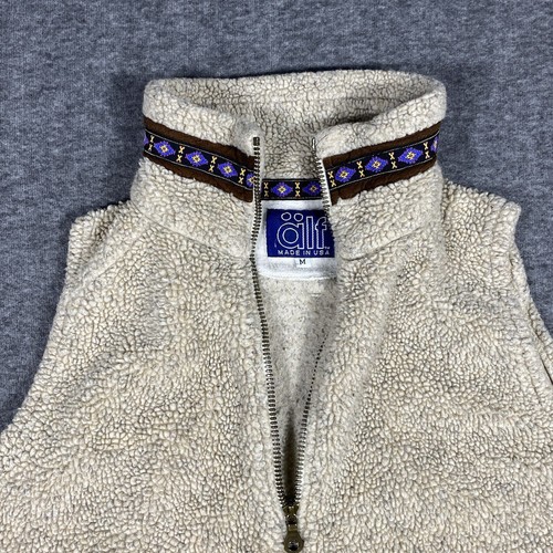 Alf By Kuhl Vest Womens M Tab Fleece Aztec Trim Full Zip Up Outdoor Vintage USA - Picture 2 of 16