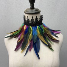 Natural Feather Choker Lace Neck Wrap Collar Necklace Cosplay Party Gothic Retro
