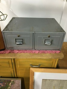 Industrial Metal Two Drawer Work Top Filing Cabinet Ebay