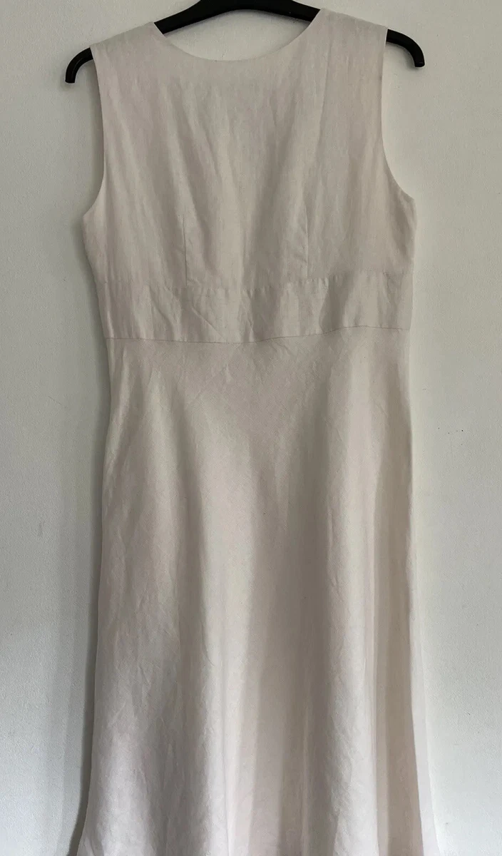 Deane and White dress 100% linen w/ embroidery detail, white classic dress  UK-8 | eBay