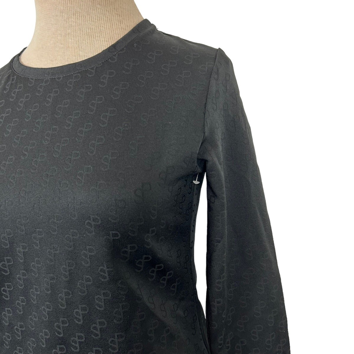 Saks Potts Saya Blouse top Monogram Black Long sleeve size 2