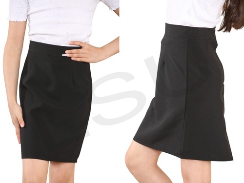 Girls School Skirt Knee Length Plain Skirt Available In Kids & Ladies Sizes - Picture 3 of 4