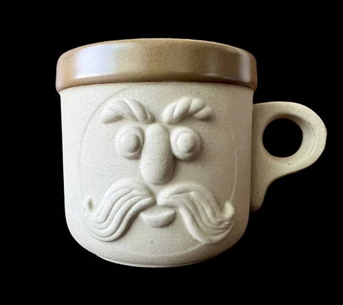 Fitz & Floyd Stoneware Pottery Novelty Mustache Mug Figural Character Face