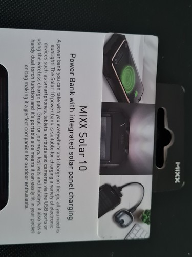 Power Bank Solar 10 Portable Charger 10,000mAh MIXX with integrated Solar New - Zdjęcie 3 z 4