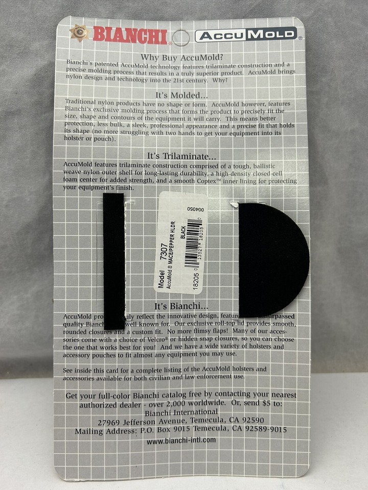 BIANCHI MACE/PEPPER SPRAY HOLDER, BLACK HIDDEN SNAP, Small MODEL 7307