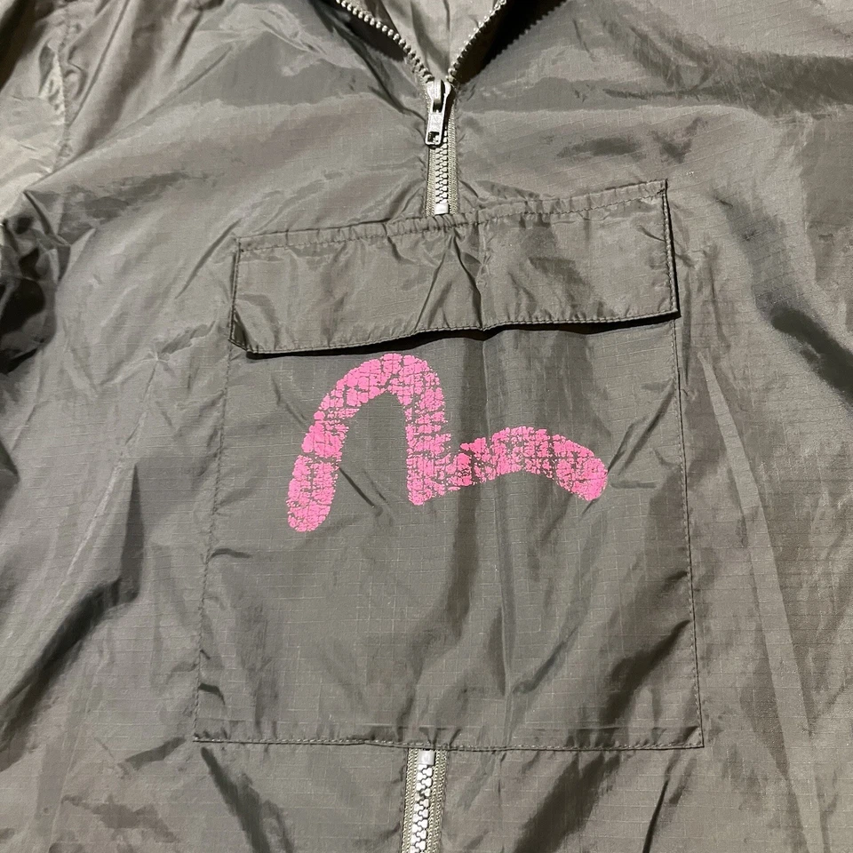 Chaqueta cortavientos japonesa Evisu Kuro Evisukuro Anorak Donna sudadera con capucha larga para mujer Foto 4 de 4