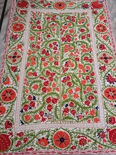 Cotton suzani bedspreads wallhanging tablecover throw uzbek woolen embroidery