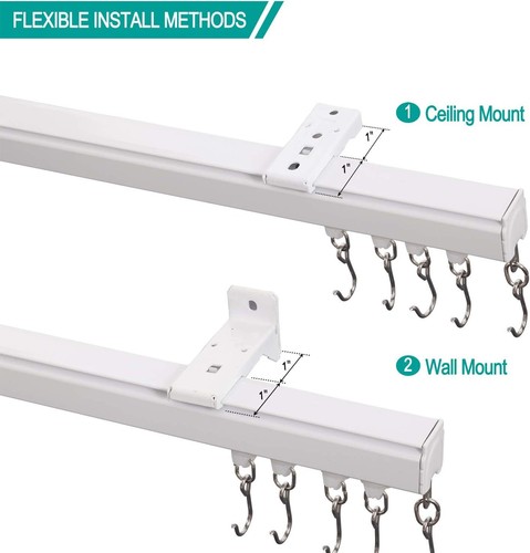 Curtain Rail System For Grommet/Pleated Drape, RV Ceiling Track, White - Picture 3 of 9
