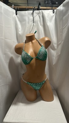 NPC COMPETITION BIKINI SUIT Hunter, Green 34D Small Bottom Handmade