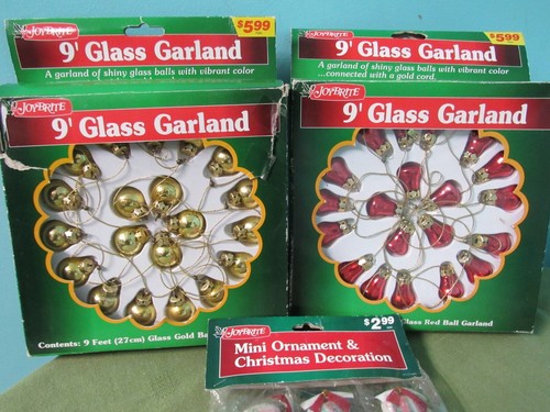 Joybrite Christmas Vintage Walgreens Ornaments & Glass Garland Sets NOS - Picture 2 of 8