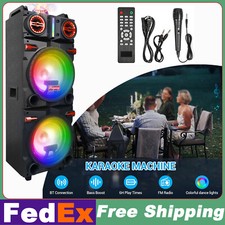 Dual 10" Woofer 9000W Bluetooth Speaker Rechargable For Party FM Karaok DJ AUX