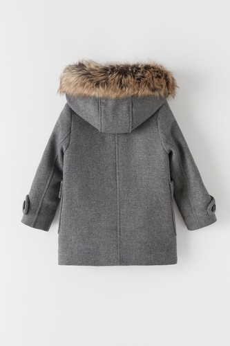 Zara Kids Girl Duffle Coat With Toggle Gray 6111/127 - Picture 2 of 3