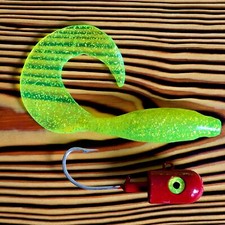 Kingfisher Tackle 8" Soft Plastic Grub 12 oz Bullet Head Jig Countersunk 3D Eyes
