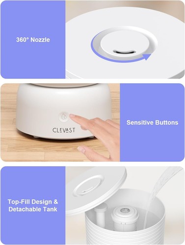 CLEVAST 3L Smart Ultrasonic Humidifier - Wi-Fi, Alexa Compatible, Quiet - NEW - Picture 7 of 8