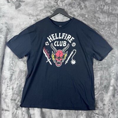Stranger Things Netflix T-Shirt 2XL Short Sleeve Hellfire Club Graphic Black