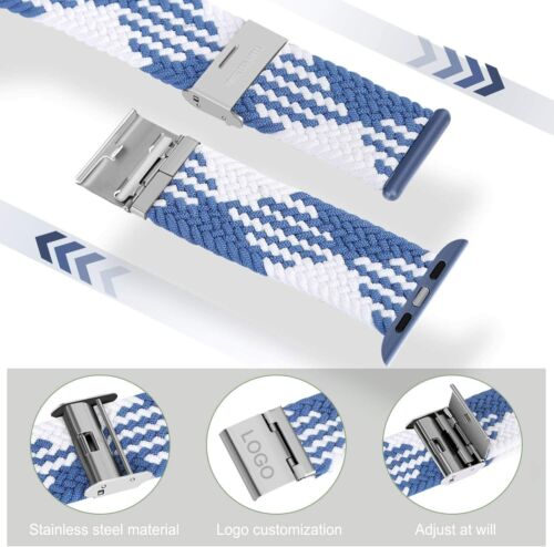 Braided Nylon iWatch Band Elastic Strap For Apple Watch Series SE 8 7 6 5 4 3 21 - Picture 9 of 51