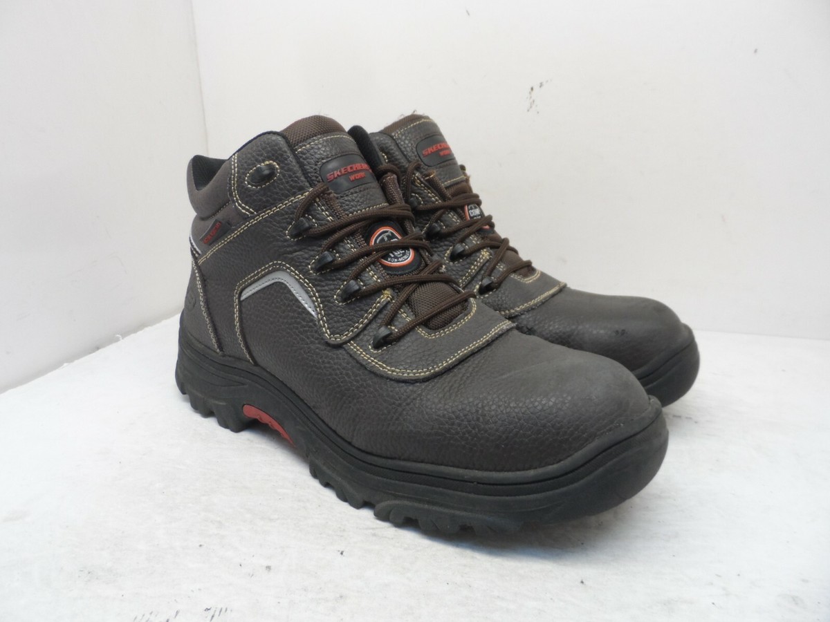 Skechers Men\'s Size 10.5 Burgin Sosder Black Leather Composite Work Boots FAIR YouTube main image 3