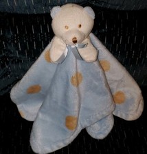 Blankets  Beyond Blue  Tan Teddy Bear Security Blanket Lovey Polka Dots