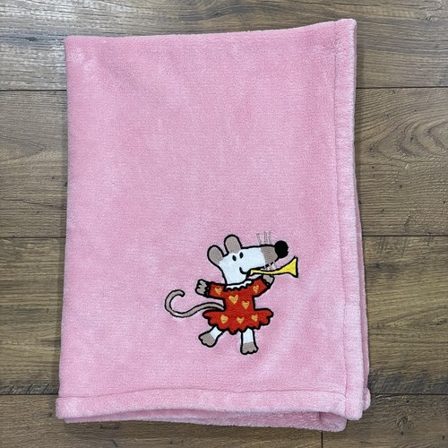 Maisy Mouse Childrens Fleece Security Blanket Pink Embroidered RARE Blanky Lovey