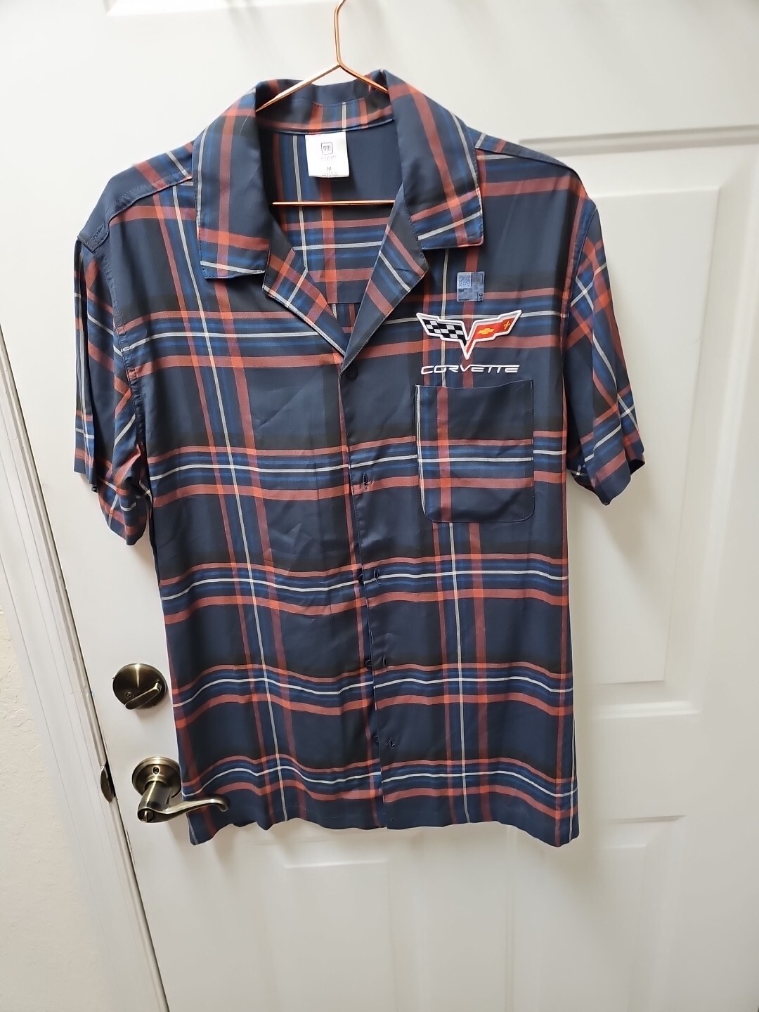 NWT Officially Licensed General Motors Corvette Striped Casual Button Shirt Med