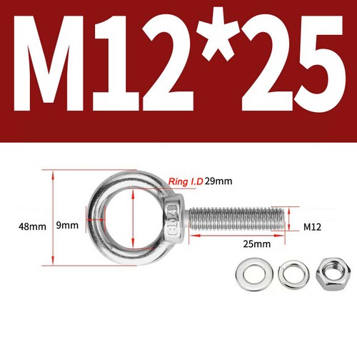 Stainless steel lifting eye bolt A2 Marine grade longshank nut M3 M4 M5 M6- M30 - Picture 75 of 119