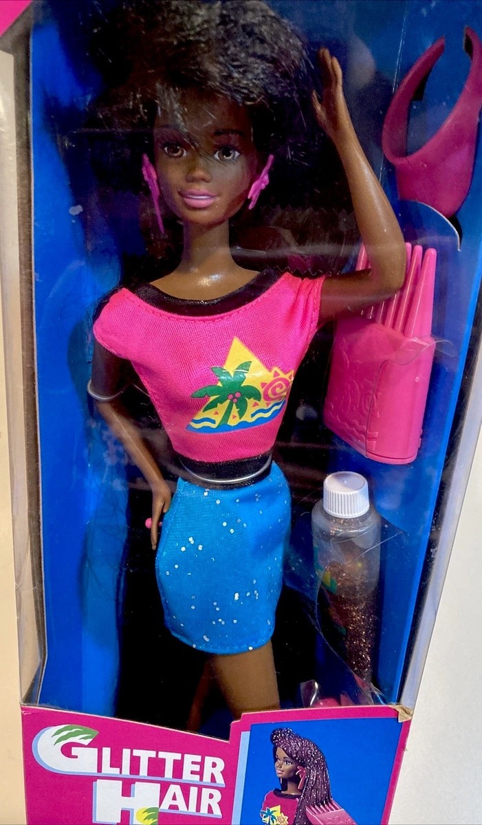 Glitter Hair Barbie African American Long Hair Doll Vintage Mattel