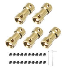 5 Pcs 5mm to 5mm Brass Shaft Coupling Connector with Screws and Hex Wrench