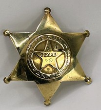 Vintage Texas Rangers Brass Plated 6 Point Star Badge Pin Souvenir/Display  3.5&rdquo;