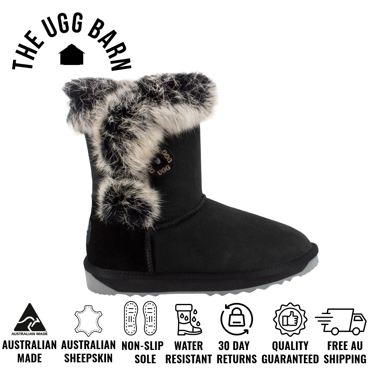 UGG Designer Ladies Boots Australian Made Sheepskin Foxy Fur