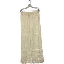 Zara Womens Dress Pants Size M Ivory Mid Rise Wide Leg Trousers 2706/253 NWT